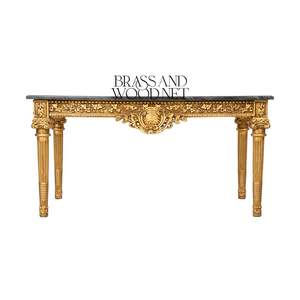 โต๊ะน้ำชาสไตล์คลาสสิคสุดหรู ท็อปหินอ่อนสีดำ ฐานแกะสลักลายทอง ดีไซน์ยุโรปประณีต ผลิตด้วยมืออย่างงดงาม - Product Image 2