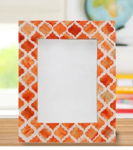 Cadre photo incrusté de résine d'os en bois et nacre, tailles personnalisées, prix abordable, cadre décoratif de table - Product Image 1