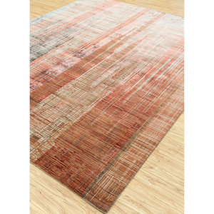 พรมไหมไผ่ผสมขนสัตว์ถักมือลาย Kavi Ivory รุ่น SRB(701) ลายแบบนามธรรม ไม่มีเชือกผูก สำหรับใช้ในบ้าน - Product Image 2