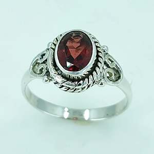 Romantic Boho Red <b>Garnet</b> Oval Handmade <b>Ring</b> 925 Sterling <b>Silver</b> Perfect Anniversary Birthday Gift for Her January Birthstone - Product Image 5