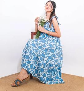 Main indienne bloc coton maxi robe imprimé fleuri femme mode fête porter robe personnalisée mariée cadeau de mariage vêtements d'été - Product Image 2