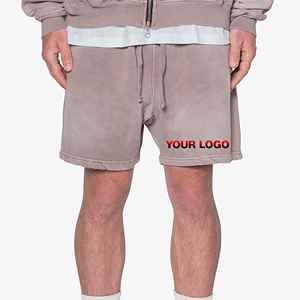 High Quality Loose Fit <b>Short</b> Length 100% Cotton French Terry Long Drawstring <b>Lightweight</b> Streetwear Sunfade washed <b>Shorts</b> - Product Image 1