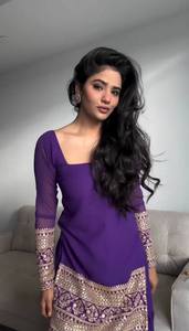 Vestido étnico indio y pakistaní de diseñador moderno pesado Faux Georgette tela Sharara Suit & Palazzo con Dupatta a bajo precio - Product Image 2