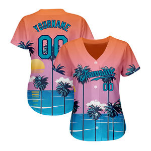 Camiseta de Béisbol para Hombre, Multicolor, con Cierre de Botones, de Spandex, para Deporte, de Secado Rápido, Antibacteriana, Digital - Product Image 3
