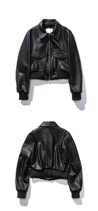 OEM Custom Logo Fashionable Street Casual Women's Faux Leather <b>Short</b> Slim Baseball <b>Jacket</b> Customized Leather Baseball <b>Jacket</b> - Product Image 2