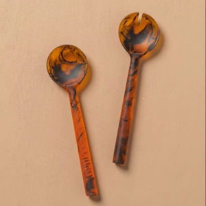 ARTISTIC 100% Resin Angel Salad Servers Set for Home & Hotel Use Hand-painted Sculpture with <b>Ice</b> <b>Cream</b> <b>Spoon</b> - Product Image 1
