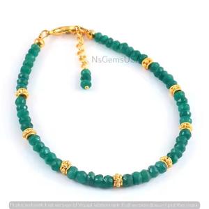 สร้อยข้อมือหินเหลี่ยมเพชรพลอยสีเขียวมรกตสำหรับผู้หญิงและเด็กผู้หญิงเครื่องประดับที่สวยงามสำหรับของขวัญวันเกิด - Product Image 2