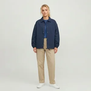 Veste de coach personnalisée pour hommes, style universitaire, fermeture à boutons, manches longues, coupe-vent, respirante, légère, 100 % polyester microfleece imprimé - Product Image 1