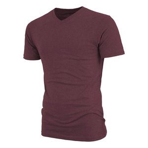Top vente col en V t-shirts hommes tenue décontracté à manches courtes vêtements de sport t-shirts hauts hommes coton lourd col en V t-shirt - Product Image 4