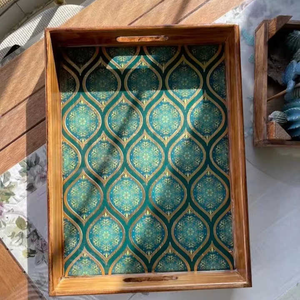 Bandeja de Servir Tradicional de Madera con Estampado Esmaltado |   Diseño Personalizado para Hogar, Cocina, Hotel y Bodas |   OEM/ODM Venta al por Mayor - Product Image 1