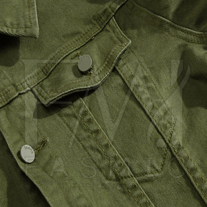 Chaqueta Vaquera de Lona Verde para Hombre con Logotipo Personalizado, Diseño Transpirable, Moda de Invierno, Mangas Largas, Personalizable - Product Image 5