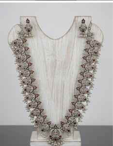 Guttapusalu Oxidised Silver Long Necklace Fancy Temple <b>Jewellery</b> Party Wear Elegant Traditional Indian Ethnic Necklace <b>Set</b> - Product Image 4