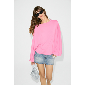 Blusa de Mujer ETHIQUET LEYKIM con Cuello Barco y Mangas Abullonadas en Tela Suave y Elástica - Product Image 3