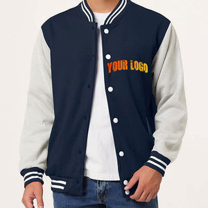 Veste d'université de baseball en laine de coton pour hommes, vêtements d'extérieur à la mode avec manches longues boutonnées sur le devant et poignets côtelés - Product Image 1