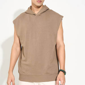 <b>Men's</b> Breathable Athletic <b>Hooded</b> Tank Top for Workout Fitness Custom Logo Gym Hoodie with Embroidery Decoration - Product Image 1