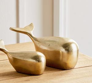 Couleur or plaqué baleine poisson en forme d'objet de table léger sur mesure décor à la maison ensemble de 2 pièces décoratif de luxe - Product Image 3