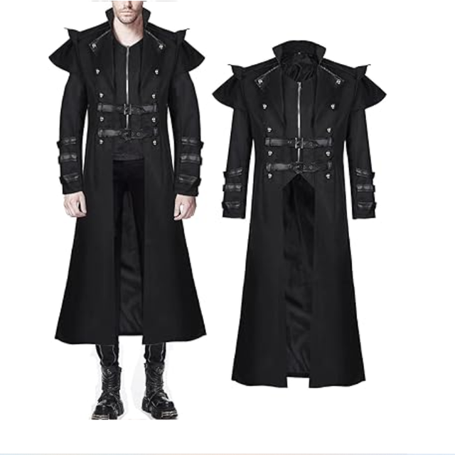 Men's Steampunk Gothic Long Trench Coat Medieval Halloween Cosplay Costume TV & Movie Inspired