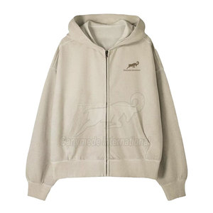 Sudadera con Capucha y Cremallera para Hombre al por Mayor, Sudadera Informal de Color Sólido, Transpirable, con Logotipo y Diseño Personalizados - Product Image 1