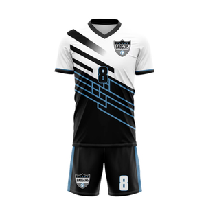 Ensemble d'uniformes de football respirant 100% tissu polyester uniforme sublimé garçons tenue de football short haut équipe porte conception personnalisée - Product Image 3