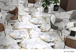 Oferta: Baldosa de Porcelana Premium de 600x1200mm, Color Amarillo Dorado Mármol, Acabado Pulido Brillante para Baños Modernos, Villas y Salones - Product Image 4