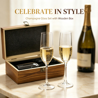 Ensemble de flûtes à champagne personnalisées avec logo personnalisé, verres à champagne avec boîte cadeau en bois, cadeau de mariage, cadeau d'anniversaire