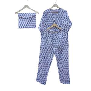 Conjunto de Pijama de Algodón con Estampado Floral Digital Indio, Elegante, Lujoso, Moderno, Transpirable, Suave, de Secado Rápido, Mangas Largas para Mujer - Product Image 6