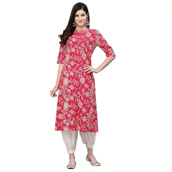 Bunga Rayon buatan tangan India pakaian sehari-hari kurta untuk wanita harga grosir dari ecodad