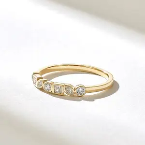 Hot Deal Bisel Set Lab Grown Diamond Wedding Band Multi Stone Round Marquise Fashion Ring para la venta por exportadores