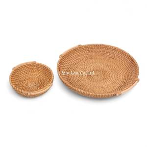 <b>Decorative</b> Handmade Rattan <b>Tray</b> With Natural Woven Texture For Living Room Dining Table And Kitchen Use - Product Image 1