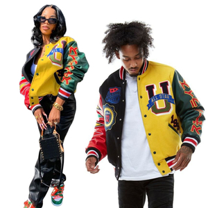 Women's College Wool Leather <b>Jacket</b> Embroidered Baseball Varsity <b>Patches</b> Stand Chenille Embroidery Inspired Letterman <b>Jacket</b> - Product Image 1