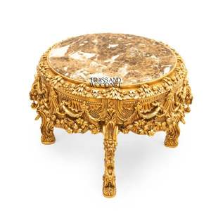 Mesa de entrada de lujo Royal con superficie de mármol y acabado tallado a mano en oro - Product Image 3