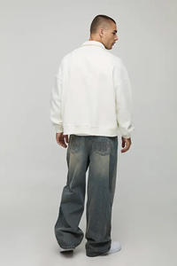 Chaqueta Universitaria Sólida con Cremallera y Capucha 2025, Sudadera Extra Grande Transpirable de Estilo Urbano para Hombre, Invierno, Blanca, Algodón de Calidad, Personalizada - Product Image 2