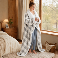 Peignoir chauffant électrique portable, couverture chauffante avec minuterie, lavable en machine pour l'hiver, idéal pour canapé, chambre et bureau