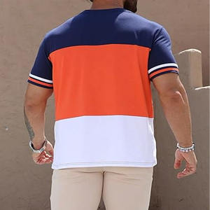 Nouveau décontracté hommes T-shirt été mode à manches courtes col rond couleur imprimé motif t-shirts pour hommes téléchargés par robe de sport - Product Image 4