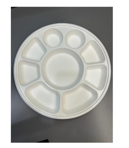 Assiette jetable de luxe en bagasse GNE-9CP à 9 compartiments avec design divisé - Product Image 1