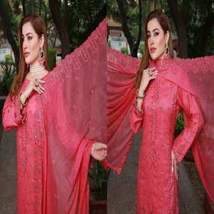 Traje de 3 piezas de alta calidad de camisa de césped dupatta de gasa y Pantalón de algodón ropa india y paquistaní de calidad de súper lujo - Product Image 6