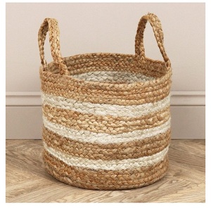 Factory Wholesale Handmade Jute Storage <b>Baskets</b> with Handles for Kitchen and <b>Wardrobe</b>-Hand Stitched Gift Boxes - Product Image 6