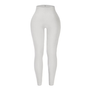 Leggings de sport pour femmes à taille haute, unis, sans couture, tricotés en élasthanne/nylon, respirants, extensibles dans les quatre sens, pantalons de yoga, effet lifting des hanches - Product Image 4