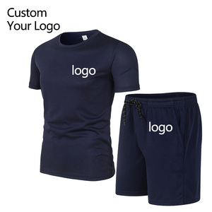 Venta al por mayor de algodón ropa deportiva camiseta conjunto de impresión personalizada Logotipo de gimnasio camiseta y pantalones cortos de 2 piezas chándal Camiseta de punto para los hombres - Product Image 2