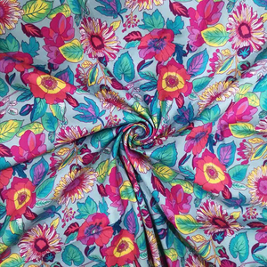 Venta al por mayor de tela de sarga de algodón orgánico personalizado textil estampado floral popelina lienzo tejido de punto - Product Image 5