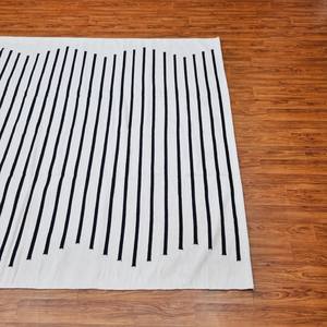 Tapis marocain en coton rayé fait à la main pour le salon, la chambre à coucher, la chambre d'enfant, blanc avec un design tufté antidérapant et lavable - Product Image 5