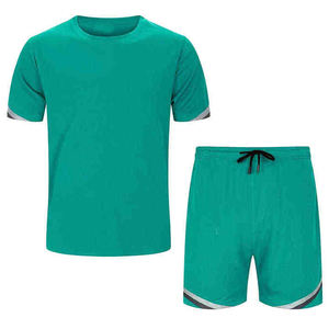 Conjunto de ropa deportiva de verano para hombre, camiseta y pantalones cortos personalizados, chándal de algodón estampado, transpirable, diferentes opciones de color, pantalones cortos OEM - Product Image 1