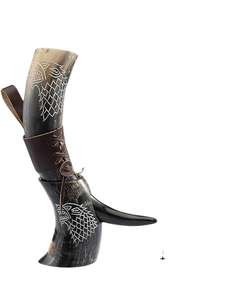 Ox <b>Horn</b> Viking <b>Drinking</b> <b>Horn</b> with Leather Hanging Strap Polished Finish Love Style Eco-Friendly Customizable Souvenir - Product Image 1