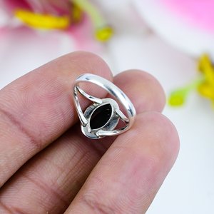 Bague en argent sterling 925 avec pierre précieuse onyx noir naturel |   Bague artisanale pour femme |   Bijoux en gros - Product Image 2