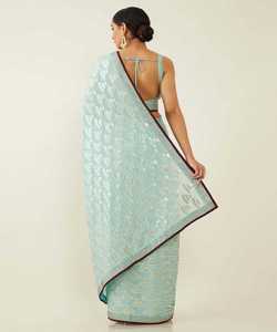 Saree femmes portent Sari meilleur prix tenue de fête avec une belle pièce de chemisier indien adultes soutien 500 inde et Pakistan vêtements rouges et beiges - Product Image 5