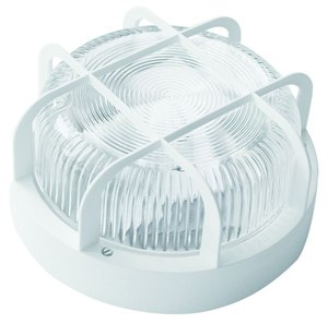 Lámpara de pared redonda blanca impermeable E27 con rejilla IP44 208x106mm. (Phenoplastic 7200B) - Product Image 1