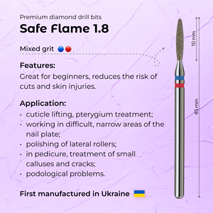 ดอกสว่านเจียรเล็บมืออาชีพ รุ่น Diamond Safe Flame ขนาด 1.8 มม. สีน้ำเงิน+แดง สำหรับทำเล็บมือและเล็บเท้า - Product Image 3