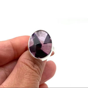 Bague en argent sterling 925 plaqué rhodium de style bohème avec pierre précieuse améthyste faite à la main pour femmes, cadeau de fête et de mariage - Product Image 1