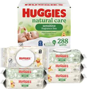 Toallitas Húmedas para Bebé Huggies Natural Care Sensitive, Sin Perfume, Hipoalergénicas, 6 Paquetes con Tapa Abatible (288 Toallitas en Total) - Product Image 1