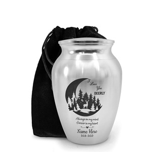 Personalized Deer Hunting Urns Stainless Steel Decorative <b>Keepsake</b> Urn Engraved Custom Size Urns for Adults Human <b>Ashes</b> Silver - Product Image 1